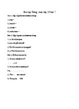 Bài tập ôn luyện bài 7 môn Tiếng anh lớp 3